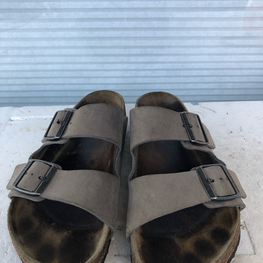 Birkenstock Arizona Two Strap Vegan Sandals Dust Grey Taupe Mens 6Womens 8 - Picture 10 of 15